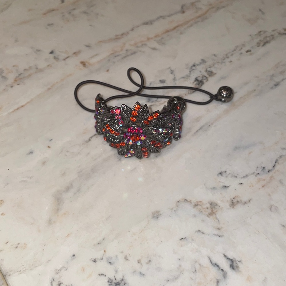 Red rhinestone pony tail wrap